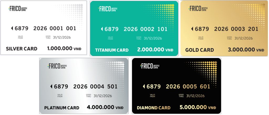 Các dòng VIP CARD 2026 dành cho khách hàng VIP của Frico